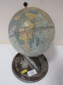 A VINTAGE METAL GLOBE ON STAND