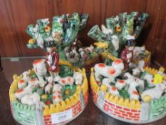 FOUR REPRODUCTION STAFFORDSHIRE STYLE FARMYARD FIGURINES