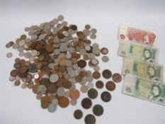 A QUANTITY OF COINS AND NOTES