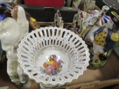 A TRAY OF REPRODUCTION STAFFORDSHIRE STYLE FIGURES ETC