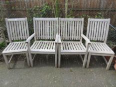 FOUR HARDWOOD GARDEN CHAIRS MADE BY THE INDIAN OCEAN TRADING COMPANY