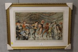 A 'CHRISTMAS IN CANADA' FRAMED COLOURED PRINT CIRCA 1890