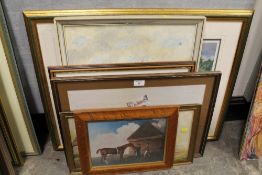 A QUANTITY OF ASSORTED PICTURES TO INC A POLLYANNA PICKERING PRINT ETC (6)