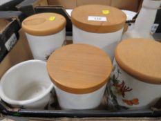 A SMALL TRAY OF PORTMEIRION STORAGE JARS ETC