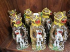 SIX REPRODUCTION GREESE BEAR TEA/POTS
