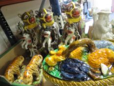 THREE REPRODUCTION BEAR GREESE TEA/POTS, GAME CROCK ETC