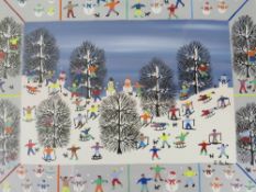 GORDON BARKER A FRAMED AND GLAZED MIXED MEDIA - 'SNOW SPORTS'