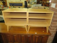 A PAIR OF MODERN OAK OPEN BEDSIDE CUPBOARDS