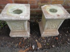 TWO CONCRETE GARDEN FOUNTAIN PEDESTALS