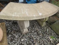 A CONCRETE THREE PIECE GARDEN BENCH