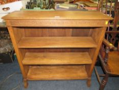 A VINTAGE OAK OPEN BOOKCASE 92 X 91 CM