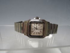 A CARTIER SANTOS GALBEC AUTOMATIC STAINLESS STEEL WRISTWATCH - REFERENCE No. 2139, silvered guilloch