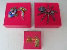 TWO BUTLER AND WILSON ANIMAL THEMED BROOCHES, comprising a large spider brooch Dia. 9 cm and a