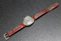 OMEGA - A CHRONOSTOP WRIST WATCH, on leather strap, Dia 3.5 cm