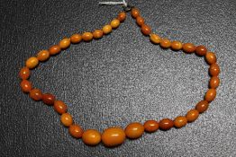 A GRADUATING SET OF BUTTERSCOTCH AMBER BEADS, L 45 CM