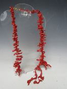 A VINTAGE GRADUATED CORAL BRANCH NECKLACE, with gilt metal mounts, for re-stringing / restoration