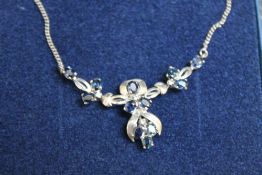 A 925 SILVER NECKLACE SET WITH SEMI PRECIOUS STONES, approx weight 5.7g, L 41 cm