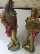 TWO LARGE RESIN STYLE FIGURE OF NATIVE INDIANS