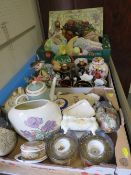 THREE TRAYS OF ASSORTED CERAMICS ETC TO INCLUDE A MASONS GINGER JAR