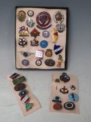 A COLLECTION OF THIRTY FIVE METAL ENAMELLED BADGES, various subjects to include Jensen, B.M.W,