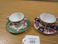 A ROYAL WORCESTER STRING OF FLOWERS AND MARCHIONESS OF HUNTLY PATTERN DEMITASSE CUPS AND SAUCERS