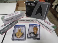 A BOXED STAR TREK DEEP SPACE NINE USS DEFIANT DEDICATION PLAQUE, TWO BOXED EAGLEMOSS STAR TREK SPACE
