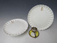THREE ROYAL NAVY ASSOCIATED ITEMS, comprising a comport, a plate and an egg cup