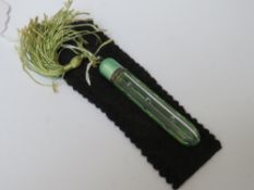 AN ART DECO SCENT PHIAL WITH SILVER & ENAMEL TOP, H 8 cm