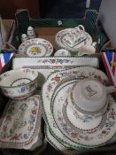 TWO TRAYS OF ASSORTED COPELAND SPODE TEA/DINNER WARE CHINESE ROSE