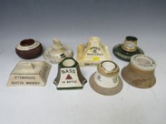 A COLLECTION OF EIGHT ADVERTISING / BREWERIANA MATCH STRIKERS, to include John Haigs whisky, Bass,