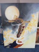 ROGER M. KEAN (XX-XXI). An abstract study of a semi-clad male, oil on board, 122.5 x 91.5 cm