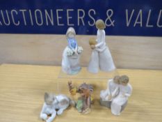 FIVE FIGURINES TO INCLUDE LLADRO
