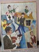 ROGER M. KEAN (XX-XXI). An abstract study of musicians, oil on board, 120 x 90 cm