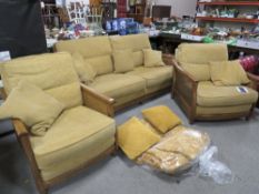 A ERCOL BERGERE THREE PIECE COTTAGE SUITE WITH ERCOL ADDITIONAL MATERIAL