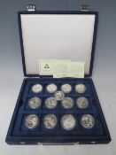 CHINA - A COLLECTION OF MODERN SILVER PROOF 5 AND 10 YUAN COINS, in a blue presentation box (25