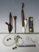 A 19TH CENTURY GERMAN PORCELAIN BOWL TOBACCO PIPE, together with a quantity of collectables