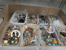 A LARGE TRAY OF COSTUME JEWELLERY