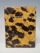 A 19TH CENTURY TORTOISESHELL VISITING CARD CASE, 10 x 8 cm