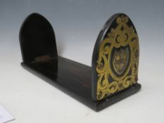 A 19TH CENTURY COROMANDEL BRASS BOUND BOOK SLIDE, extended L 56 cm