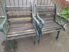 TWO CAST IRON GARDEN CHAIRS