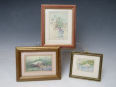 JANET SHEATH (XX). Three miniature watercolours on ivorine 'Daisies & Red Campions', 'The