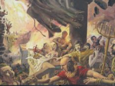 OLIVER FREY (1948-2022). 'A Fire', signed lower right and dated '67, oil on board, unframed, 52 x 75