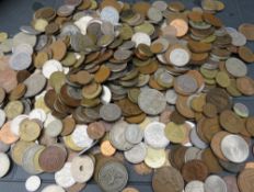 A BOX OF BRITISH AND WORLD COINS