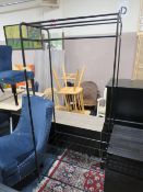 A MODERN BLACK METAL CLOTHES RAIL/RACK