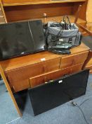 TWO FLAT SCREEN TELEVISIONS TOGETHER WITH A SANYO CAMCORDER