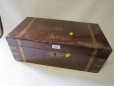 A LARGE BRASS BOUND WRITING SLOPE A/F