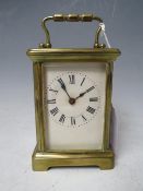 A 19TH CENTURY FRENCH BRASS CASED CARRIAGE CLOCK, H 11 cm