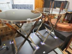 A PAIR OF MODERN DECO STYLE CIRCULAR SIDE TABLES
