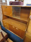 A MID CENTURY TEAK DISPLAY UNIT W- 119CM