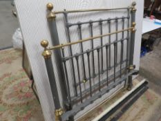 AN ANTIQUE BRASS / STEEL DOUBLE BED FRAME